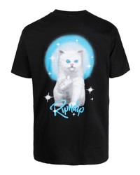 schwarzes bedrucktes T-Shirt mit einem Rundhalsausschnitt von RIPNDIP