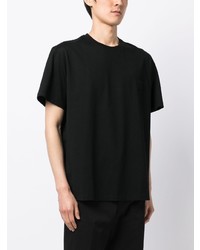 schwarzes bedrucktes T-Shirt mit einem Rundhalsausschnitt von Wooyoungmi