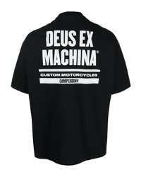 schwarzes bedrucktes T-Shirt mit einem Rundhalsausschnitt von Deus Ex Machina