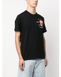 schwarzes bedrucktes T-Shirt mit einem Rundhalsausschnitt von MC2 Saint Barth