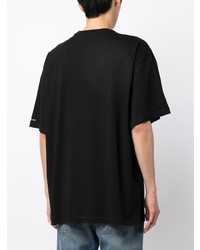 schwarzes bedrucktes T-Shirt mit einem Rundhalsausschnitt von Trussardi