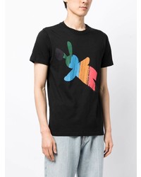 schwarzes bedrucktes T-Shirt mit einem Rundhalsausschnitt von PS Paul Smith