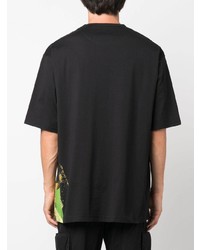 schwarzes bedrucktes T-Shirt mit einem Rundhalsausschnitt von Y-3