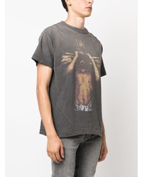 schwarzes bedrucktes T-Shirt mit einem Rundhalsausschnitt von SAINT MXXXXXX