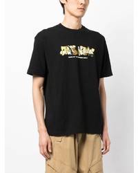 schwarzes bedrucktes T-Shirt mit einem Rundhalsausschnitt von A Bathing Ape