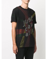 schwarzes bedrucktes T-Shirt mit einem Rundhalsausschnitt von Just Cavalli