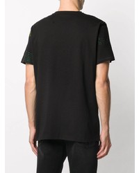 schwarzes bedrucktes T-Shirt mit einem Rundhalsausschnitt von Just Cavalli