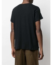 schwarzes bedrucktes T-Shirt mit einem Rundhalsausschnitt von Greg Lauren