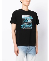 schwarzes bedrucktes T-Shirt mit einem Rundhalsausschnitt von Off-White