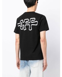 schwarzes bedrucktes T-Shirt mit einem Rundhalsausschnitt von Off-White