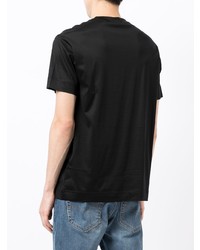 schwarzes bedrucktes T-Shirt mit einem Rundhalsausschnitt von Emporio Armani