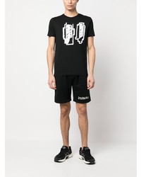 schwarzes bedrucktes T-Shirt mit einem Rundhalsausschnitt von Iceberg