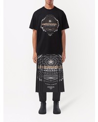 schwarzes bedrucktes T-Shirt mit einem Rundhalsausschnitt von Burberry