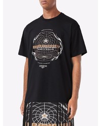 schwarzes bedrucktes T-Shirt mit einem Rundhalsausschnitt von Burberry