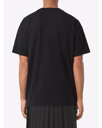 schwarzes bedrucktes T-Shirt mit einem Rundhalsausschnitt von Burberry