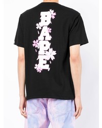 schwarzes bedrucktes T-Shirt mit einem Rundhalsausschnitt von A Bathing Ape