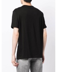 schwarzes bedrucktes T-Shirt mit einem Rundhalsausschnitt von Armani Exchange