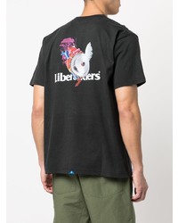 schwarzes bedrucktes T-Shirt mit einem Rundhalsausschnitt von Liberaiders
