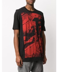 schwarzes bedrucktes T-Shirt mit einem Rundhalsausschnitt von 11 By Boris Bidjan Saberi