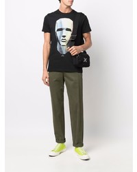 schwarzes bedrucktes T-Shirt mit einem Rundhalsausschnitt von Paul Smith