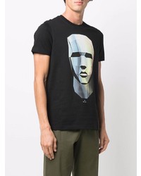 schwarzes bedrucktes T-Shirt mit einem Rundhalsausschnitt von Paul Smith