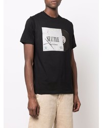 schwarzes bedrucktes T-Shirt mit einem Rundhalsausschnitt von PS Paul Smith