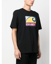 schwarzes bedrucktes T-Shirt mit einem Rundhalsausschnitt von Carhartt WIP