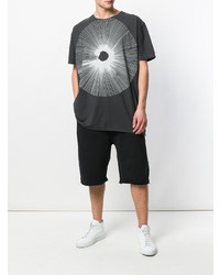 schwarzes bedrucktes T-Shirt mit einem Rundhalsausschnitt von Damir Doma