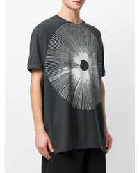 schwarzes bedrucktes T-Shirt mit einem Rundhalsausschnitt von Damir Doma