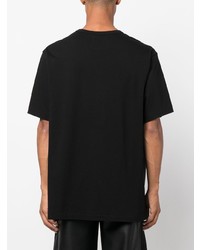 schwarzes bedrucktes T-Shirt mit einem Rundhalsausschnitt von Yohji Yamamoto