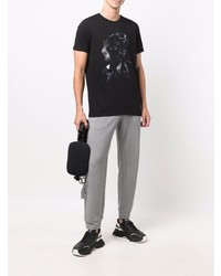 schwarzes bedrucktes T-Shirt mit einem Rundhalsausschnitt von Emporio Armani