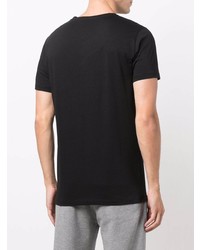 schwarzes bedrucktes T-Shirt mit einem Rundhalsausschnitt von Emporio Armani