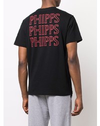 schwarzes bedrucktes T-Shirt mit einem Rundhalsausschnitt von Phipps