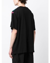 schwarzes bedrucktes T-Shirt mit einem Rundhalsausschnitt von Yohji Yamamoto