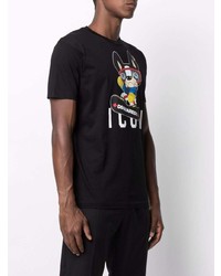 schwarzes bedrucktes T-Shirt mit einem Rundhalsausschnitt von DSQUARED2