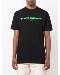 schwarzes bedrucktes T-Shirt mit einem Rundhalsausschnitt von Off-White