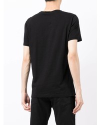 schwarzes bedrucktes T-Shirt mit einem Rundhalsausschnitt von Emporio Armani