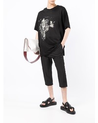 schwarzes bedrucktes T-Shirt mit einem Rundhalsausschnitt von Yohji Yamamoto