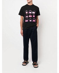 schwarzes bedrucktes T-Shirt mit einem Rundhalsausschnitt von Jacquemus