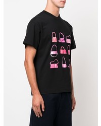 schwarzes bedrucktes T-Shirt mit einem Rundhalsausschnitt von Jacquemus