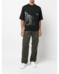 schwarzes bedrucktes T-Shirt mit einem Rundhalsausschnitt von Stone Island Shadow Project