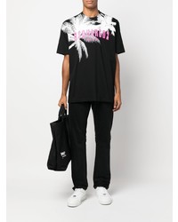 schwarzes bedrucktes T-Shirt mit einem Rundhalsausschnitt von DSQUARED2