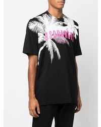 schwarzes bedrucktes T-Shirt mit einem Rundhalsausschnitt von DSQUARED2