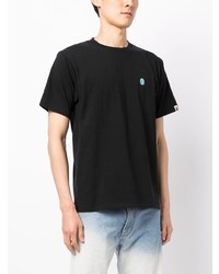 schwarzes bedrucktes T-Shirt mit einem Rundhalsausschnitt von A Bathing Ape