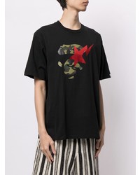 schwarzes bedrucktes T-Shirt mit einem Rundhalsausschnitt von A Bathing Ape