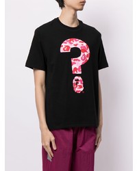 schwarzes bedrucktes T-Shirt mit einem Rundhalsausschnitt von A Bathing Ape