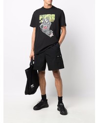 schwarzes bedrucktes T-Shirt mit einem Rundhalsausschnitt von Puma