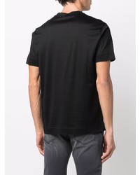 schwarzes bedrucktes T-Shirt mit einem Rundhalsausschnitt von Emporio Armani