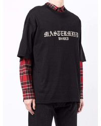 schwarzes bedrucktes T-Shirt mit einem Rundhalsausschnitt von Mastermind World