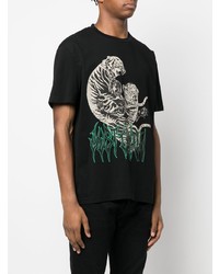 schwarzes bedrucktes T-Shirt mit einem Rundhalsausschnitt von Just Cavalli